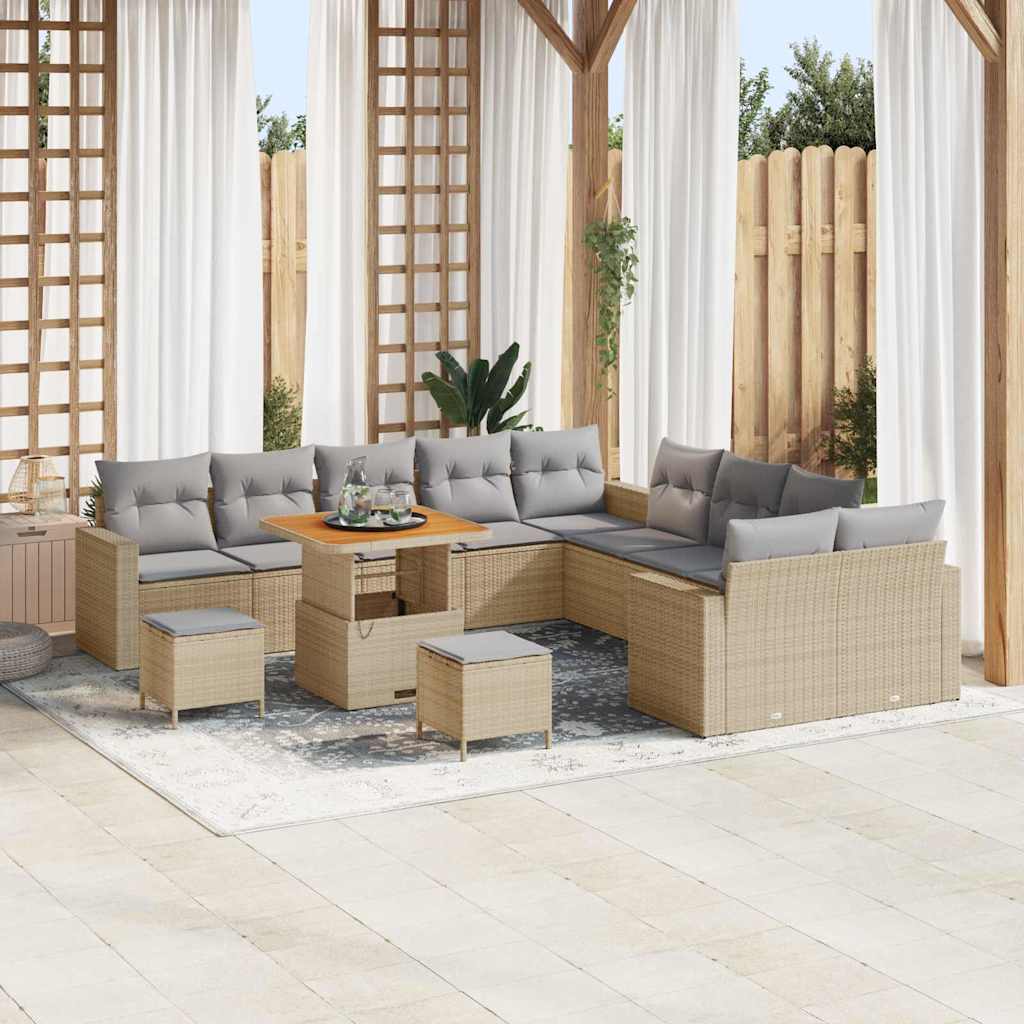 Tuinbankenset Met Kussen 17 Pcs Poly Rattan