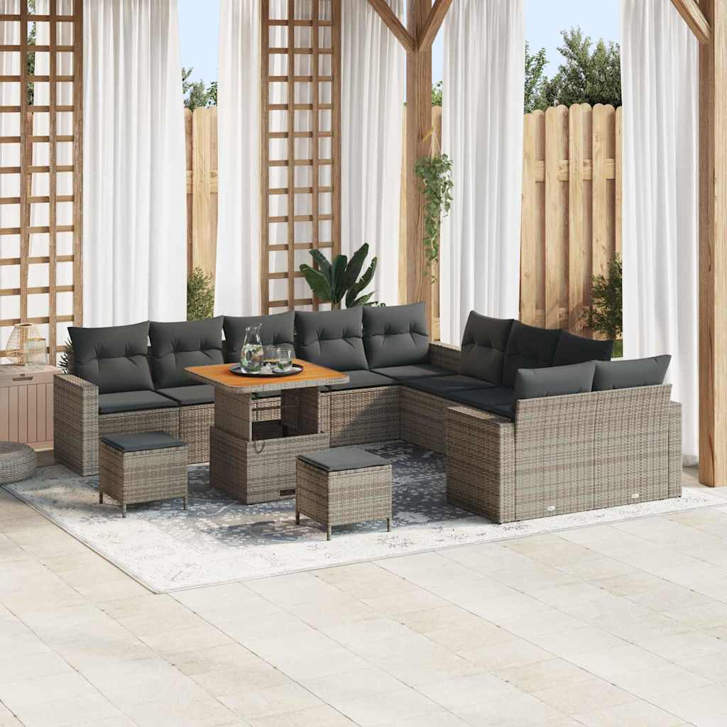 Tuinbankenset Met Kussen 17 Pcs Poly Rattan