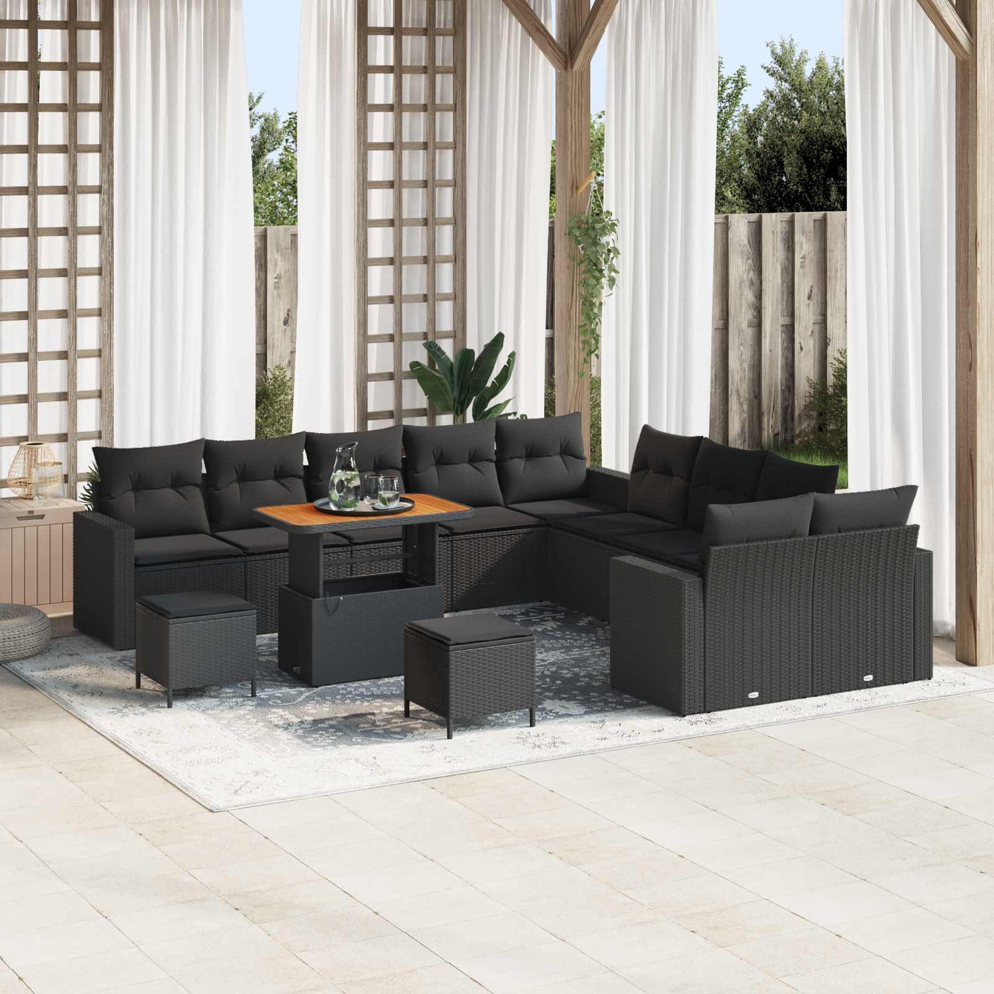 Tuinbankenset Met Kussen 17 Pcs Poly Rattan