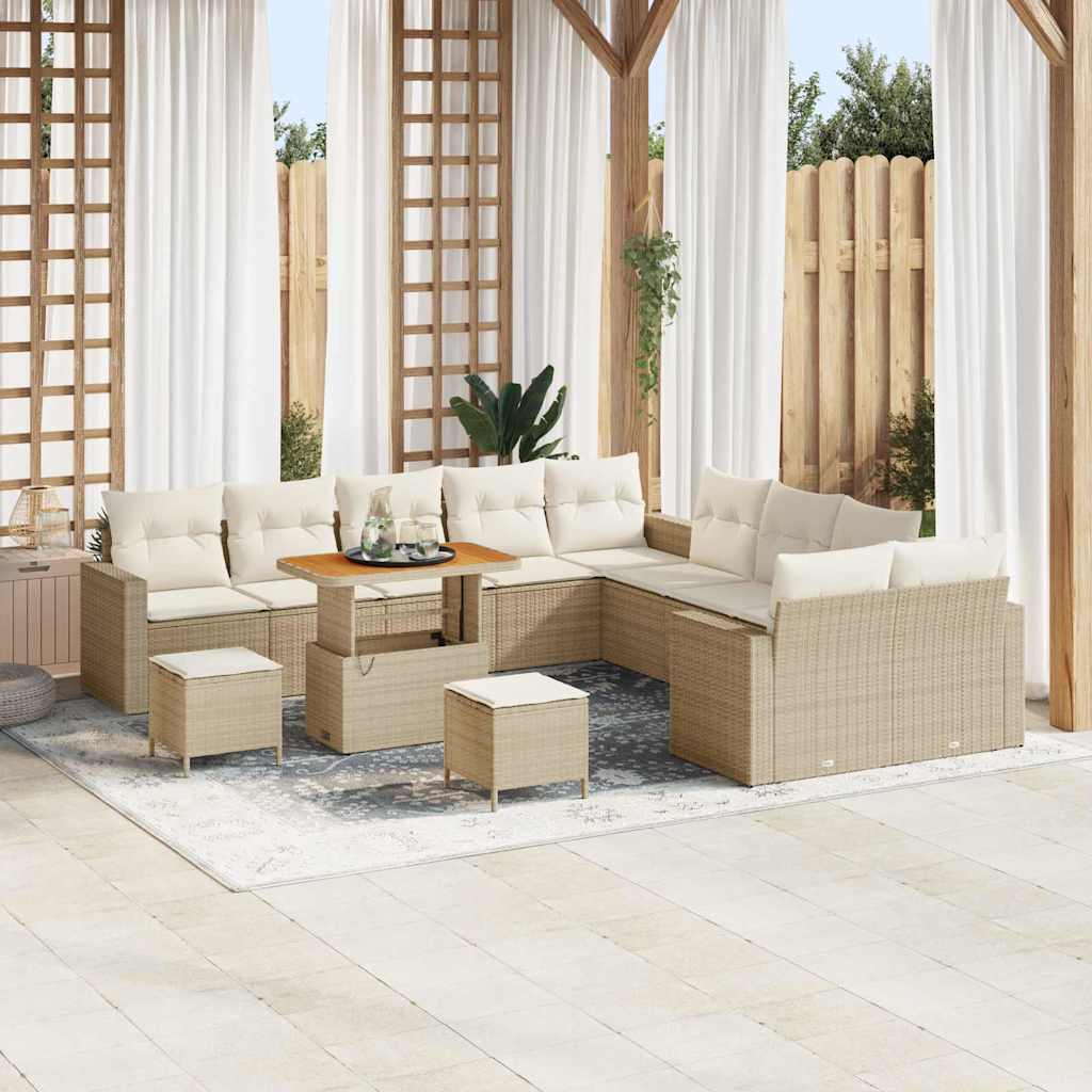 Tuinbankenset Met Kussen 17 Pcs Poly Rattan