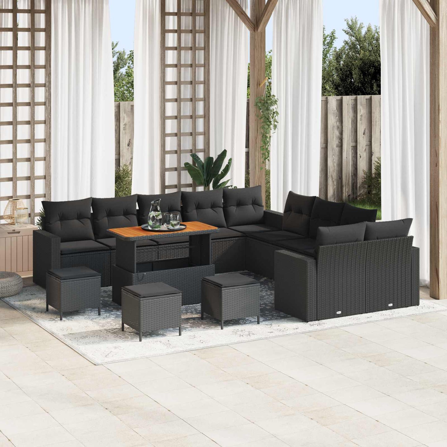 Tuinbankenset Met Kussen 17 Pcs Poly Rattan