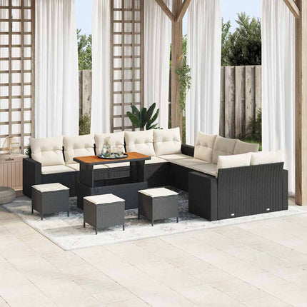 Tuinbankenset Met Kussen 17 Pcs En Crème Poly Rattan