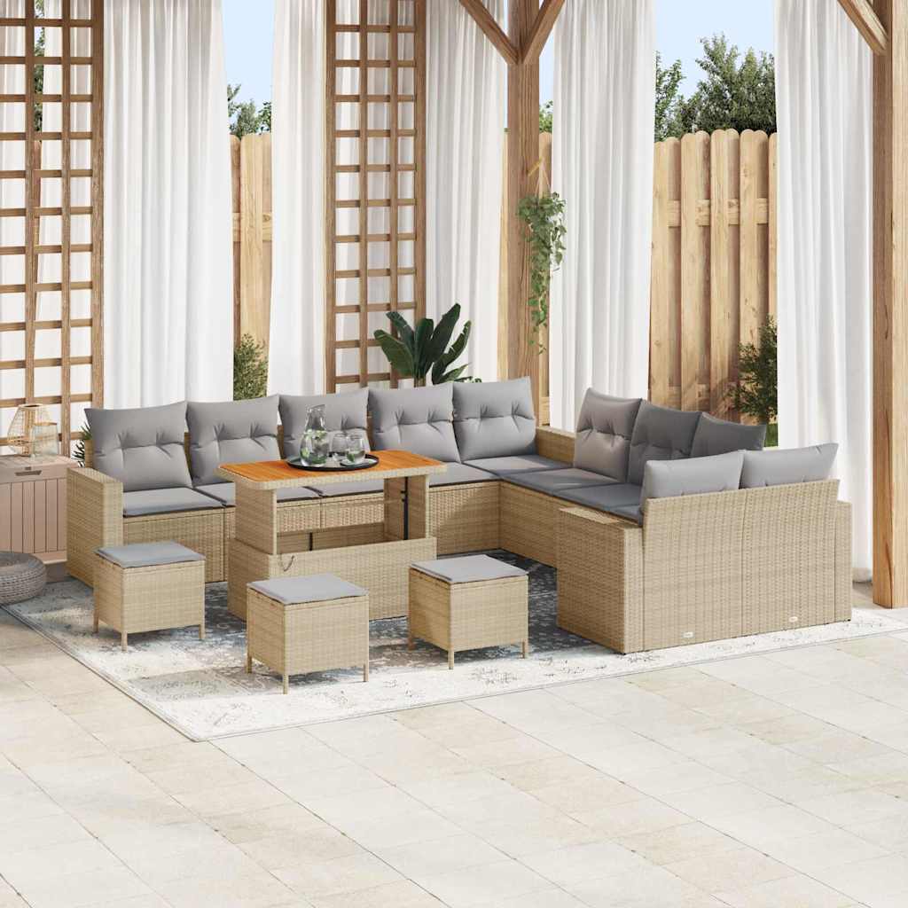 Tuinbankenset Met Kussen 17 Pcs Poly Rattan