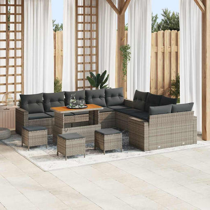 Tuinbankenset Met Kussen 17 Pcs En Crème Poly Rattan