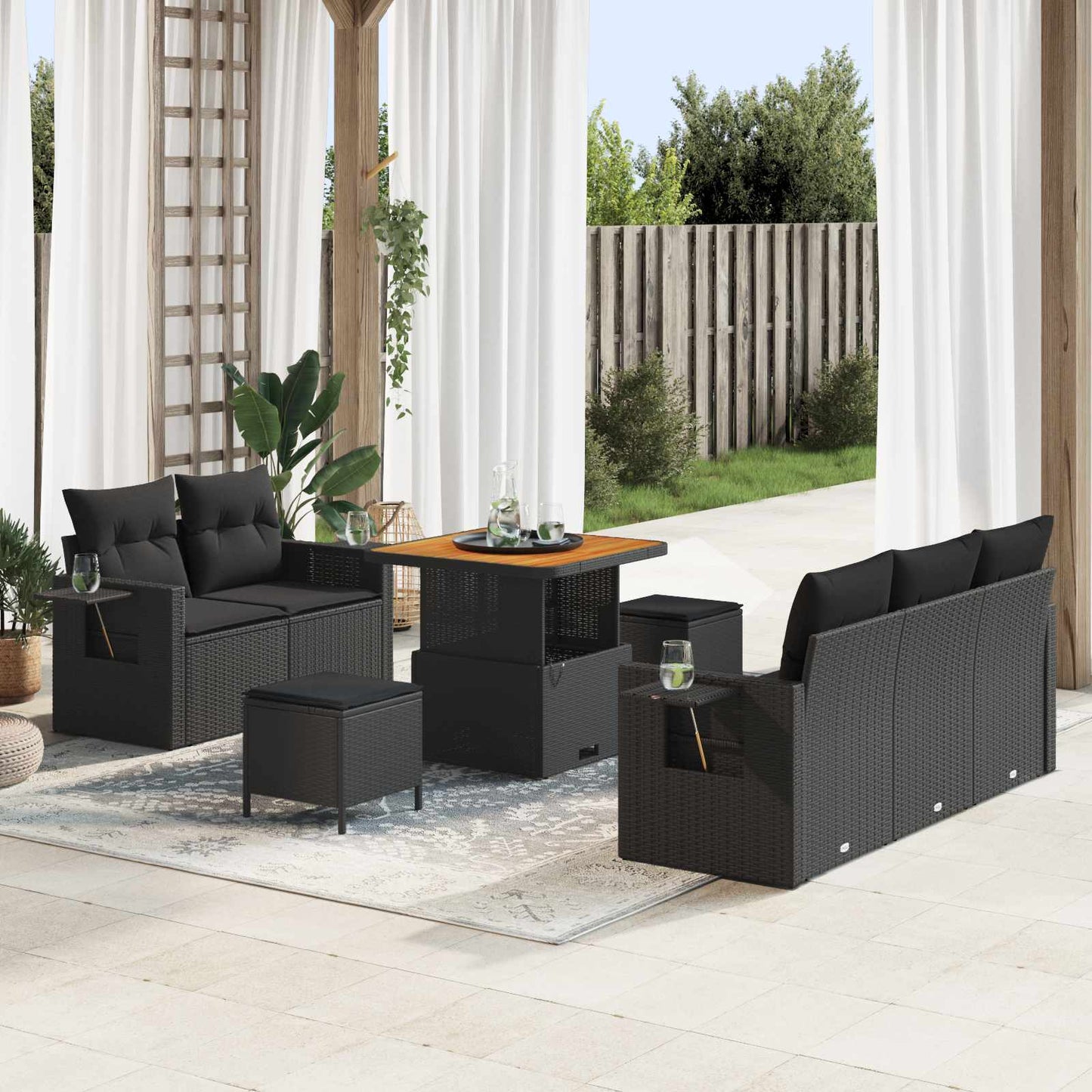 Tuinbankenset Met Kussen 10 Pcs En Crème Poly Rattan