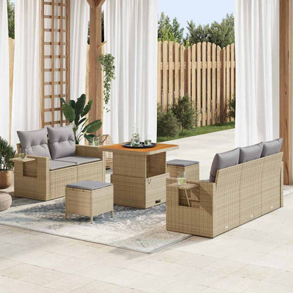 Tuinbankenset Met Kussen 10 Pcs En Crème Poly Rattan
