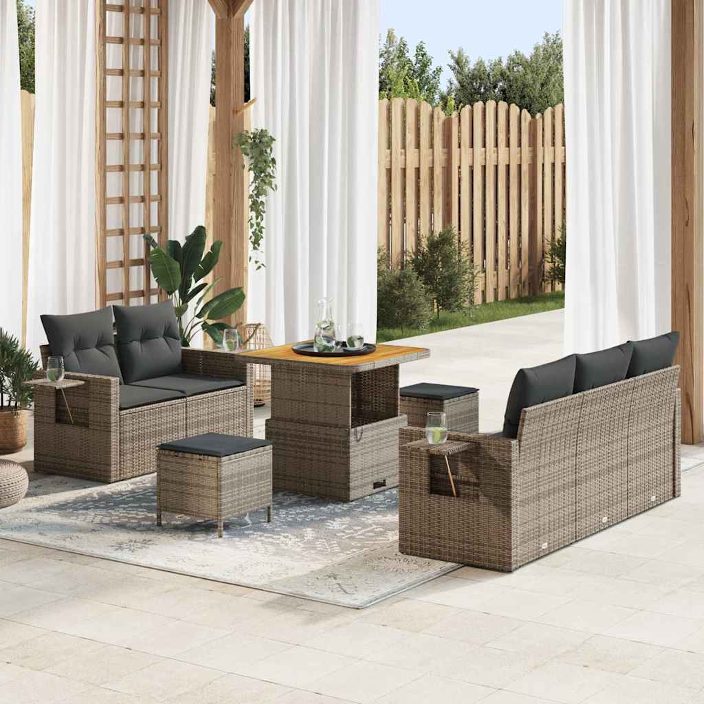 Tuinbankenset Met Kussen 10 Pcs En Crème Poly Rattan