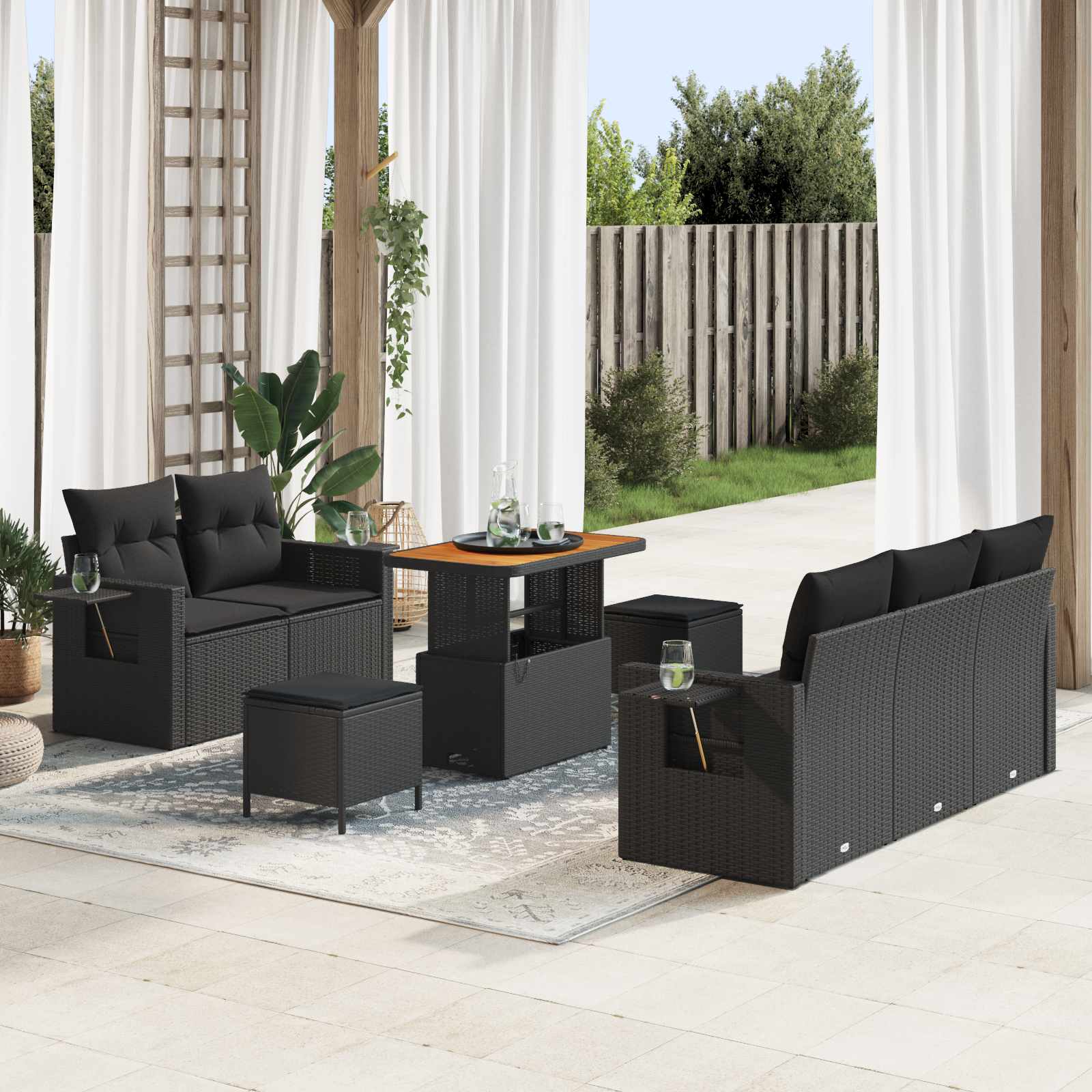Tuinbankenset Met Kussen 10 Pcs En Crème Poly Rattan