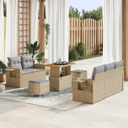 Tuinbankenset Met Kussen 10 Pcs En Crème Poly Rattan