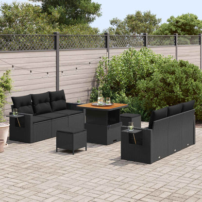 Tuin Sofa Set 9 Pcs Poly Rattan En Gepoedercoat Staal