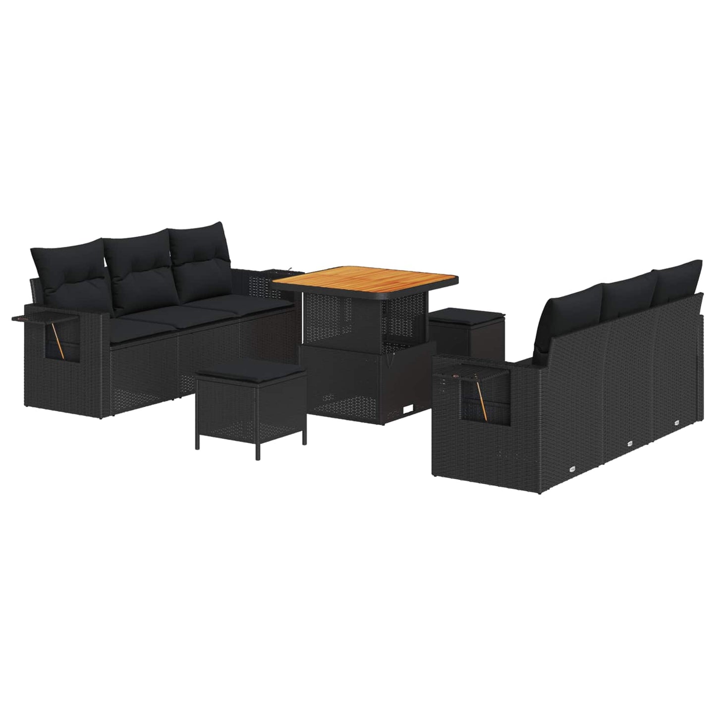 Tuin Sofa Set 9 Pcs Poly Rattan En Gepoedercoat Staal