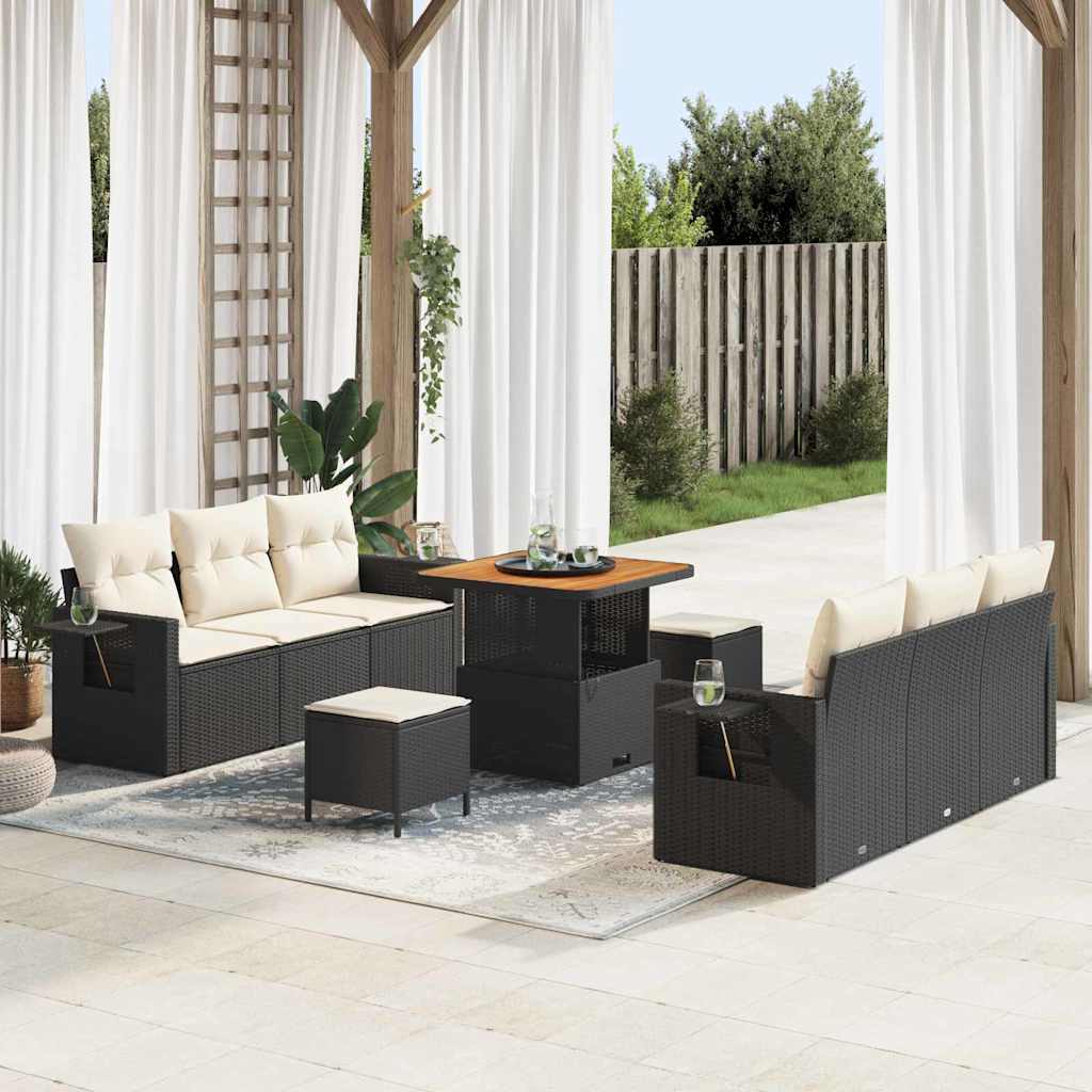 Tuin Sofa Set 9 Pcs Poly Rattan En Gepoedercoat Staal