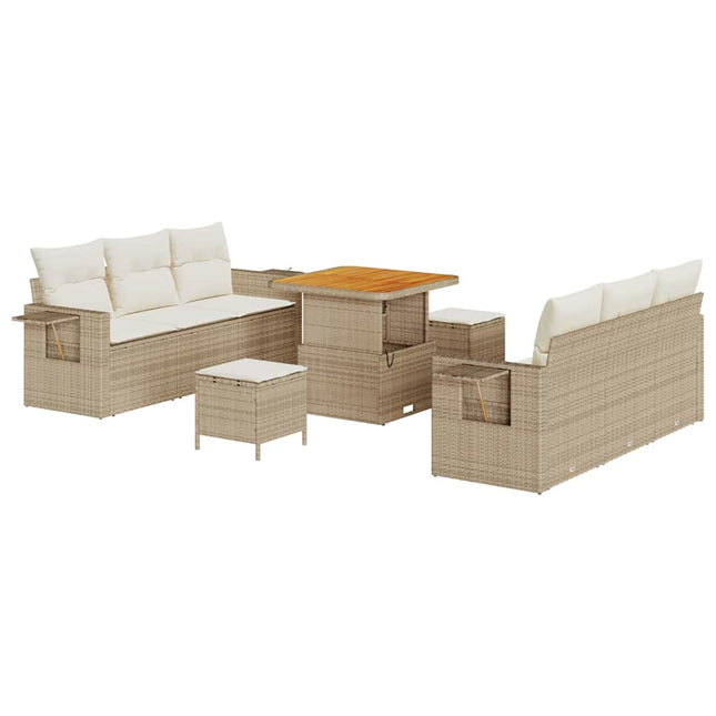 Tuin Sofa Set Met Kussen Met Opslag 9 Pcs En Crèmekleurig