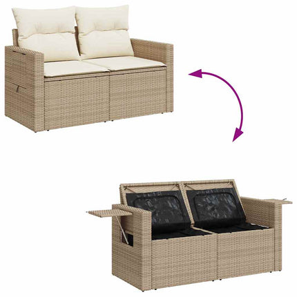 Tuin Sofa Set Met Kussen Met Opslag 9 Pcs En Crèmekleurig