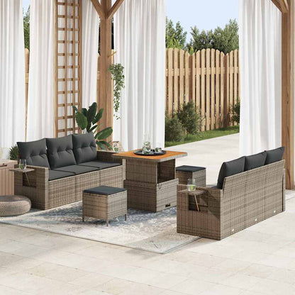 Tuin Sofa Set 9 Pcs Poly Rattan En Gepoedercoat Staal