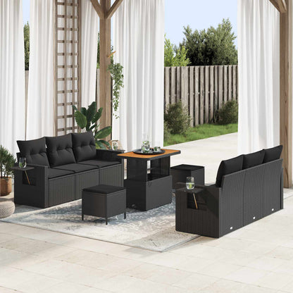 Tuin Sofa Set 9 Pcs Poly Rattan En Gepoedercoat Staal