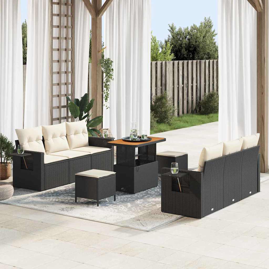 Tuin Sofa Set 9 Pcs Poly Rattan En Gepoedercoat Staal