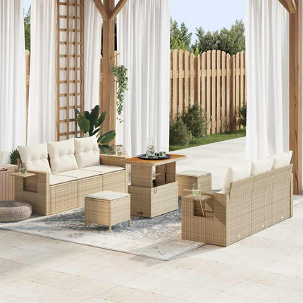 Tuin Sofa Set Met Kussen Met Opslag 9 Pcs En Crèmekleurig