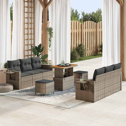 Tuin Sofa Set Met Kussen Met Opslag 9 Pcs En Crèmekleurig