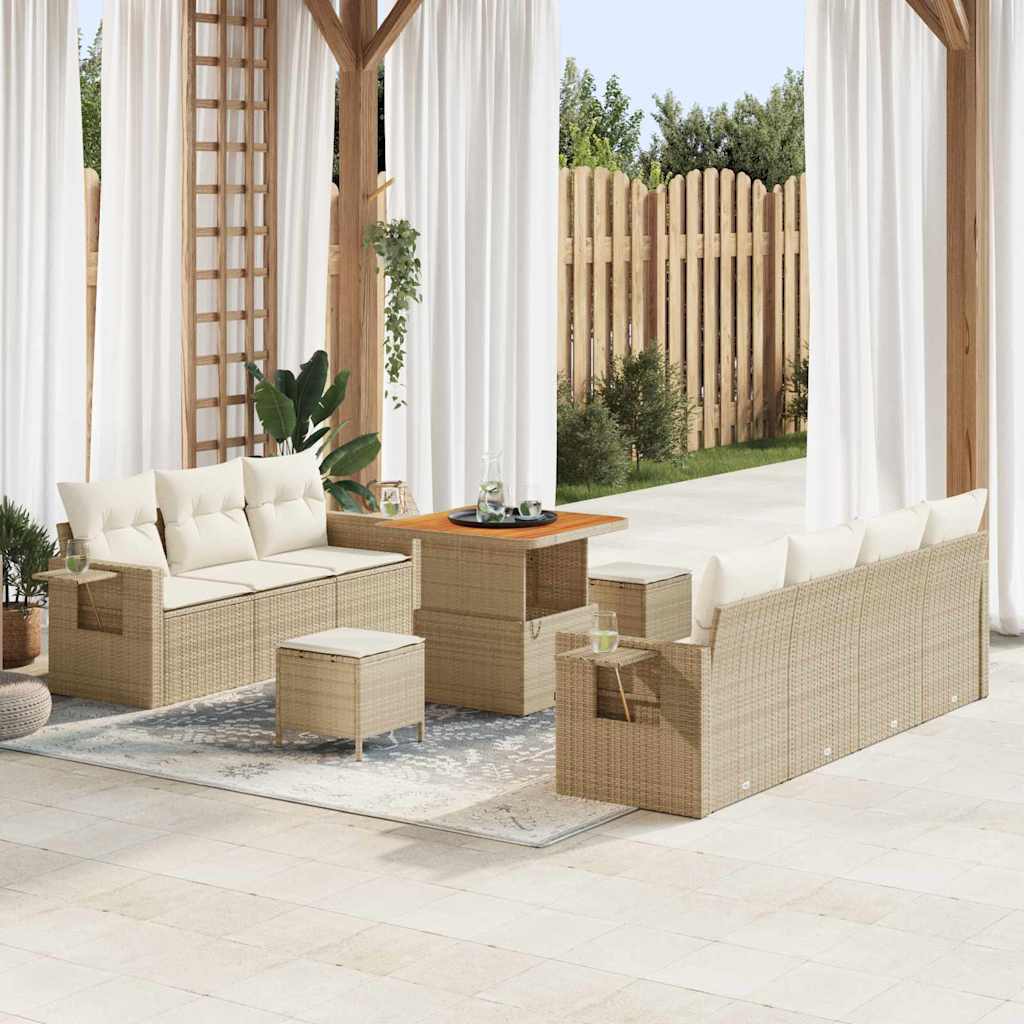 Tuin Sofa Set Met Kussen Met Opslag 10 Pcs En Crème