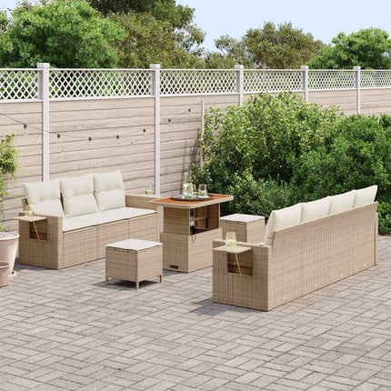 Tuin Sofa Set Met Kussen 10 Pcs Beige En Crèmekleurig