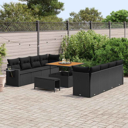 Tuin Sofa Set Met Kussen 11 Pcs En Crème Poly Rattan