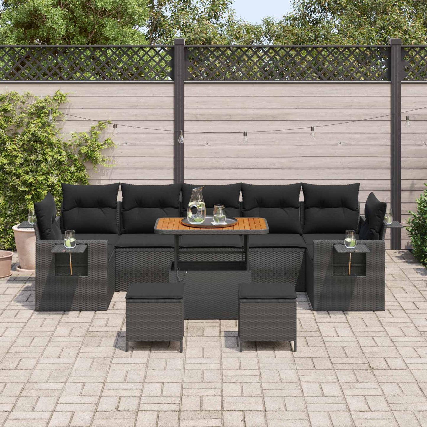 Tuinbankenset Met Kussen Poly Rattan