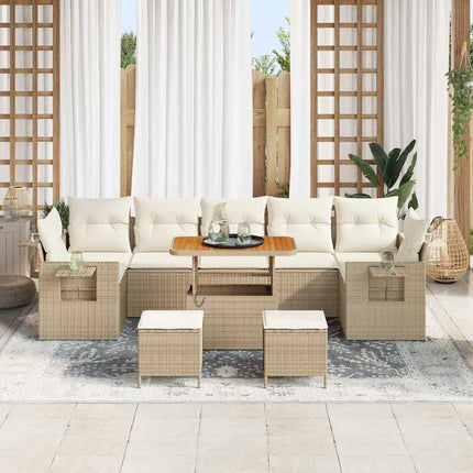 Tuinbankenset Met Kussen 13 Pcs En Crème Poly Rattan