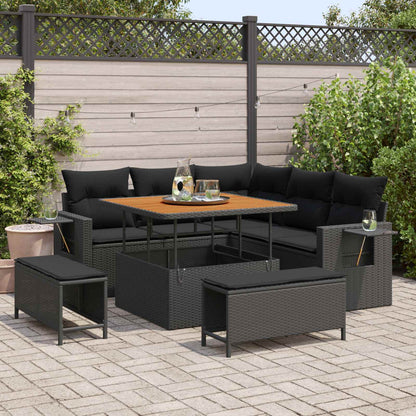 Tuinbankenset Met Kussen 9 Pcs Poly Rattan