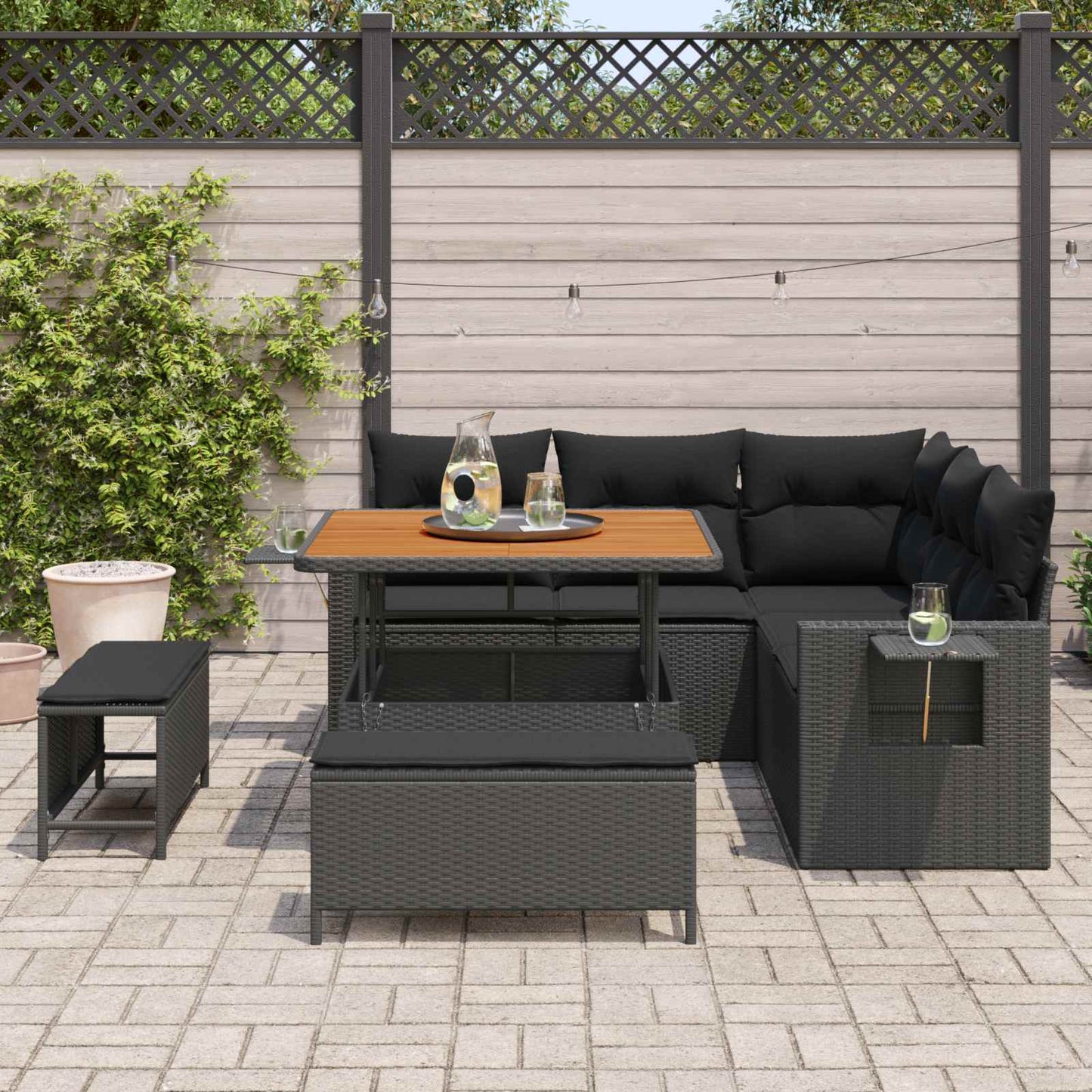 Tuinbankenset Met Kussen 9 Pcs Poly Rattan