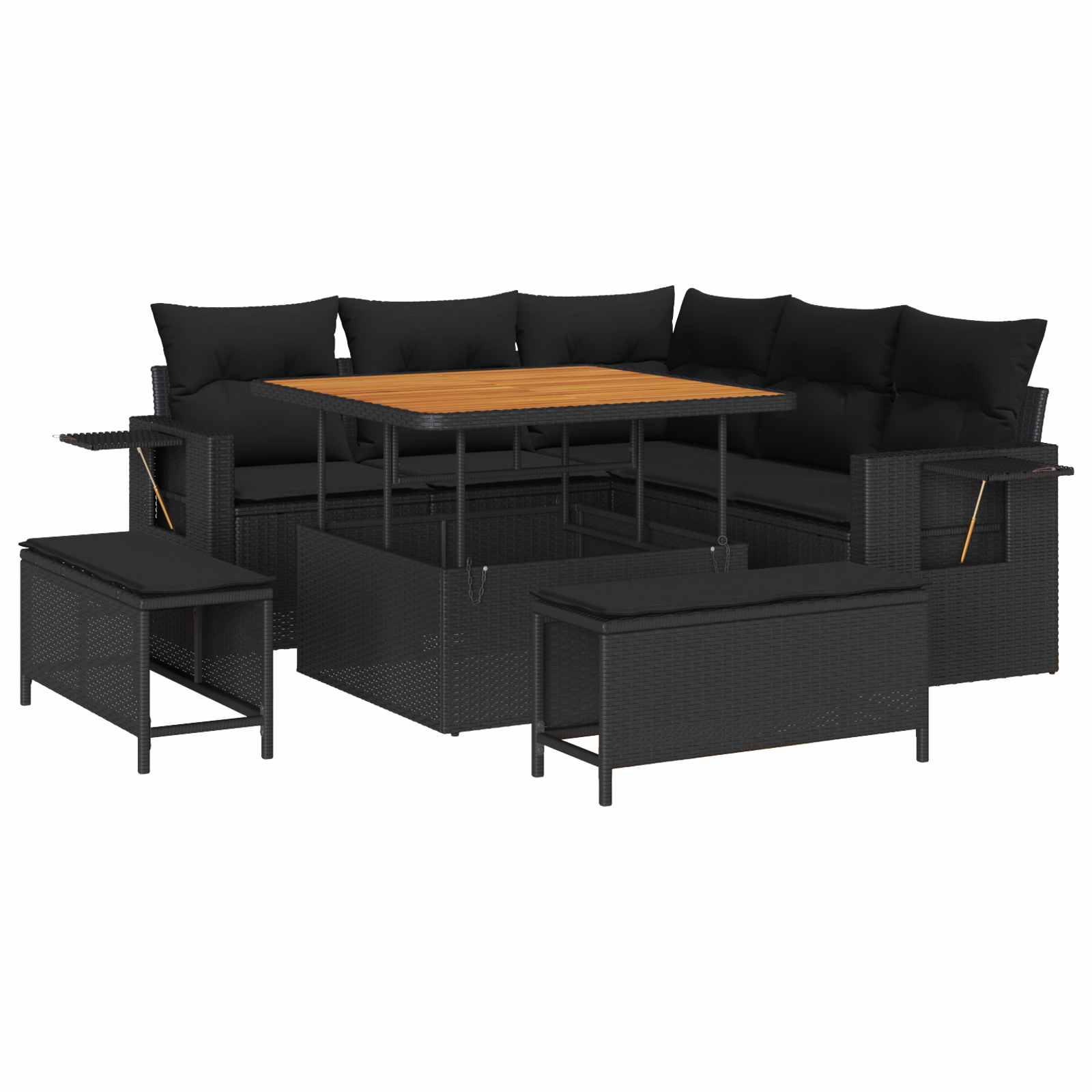 Tuinbankenset Met Kussen 9 Pcs Poly Rattan