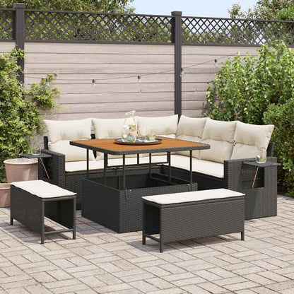 Tuinbankenset Met Kussen 9 Pcs Poly Rattan