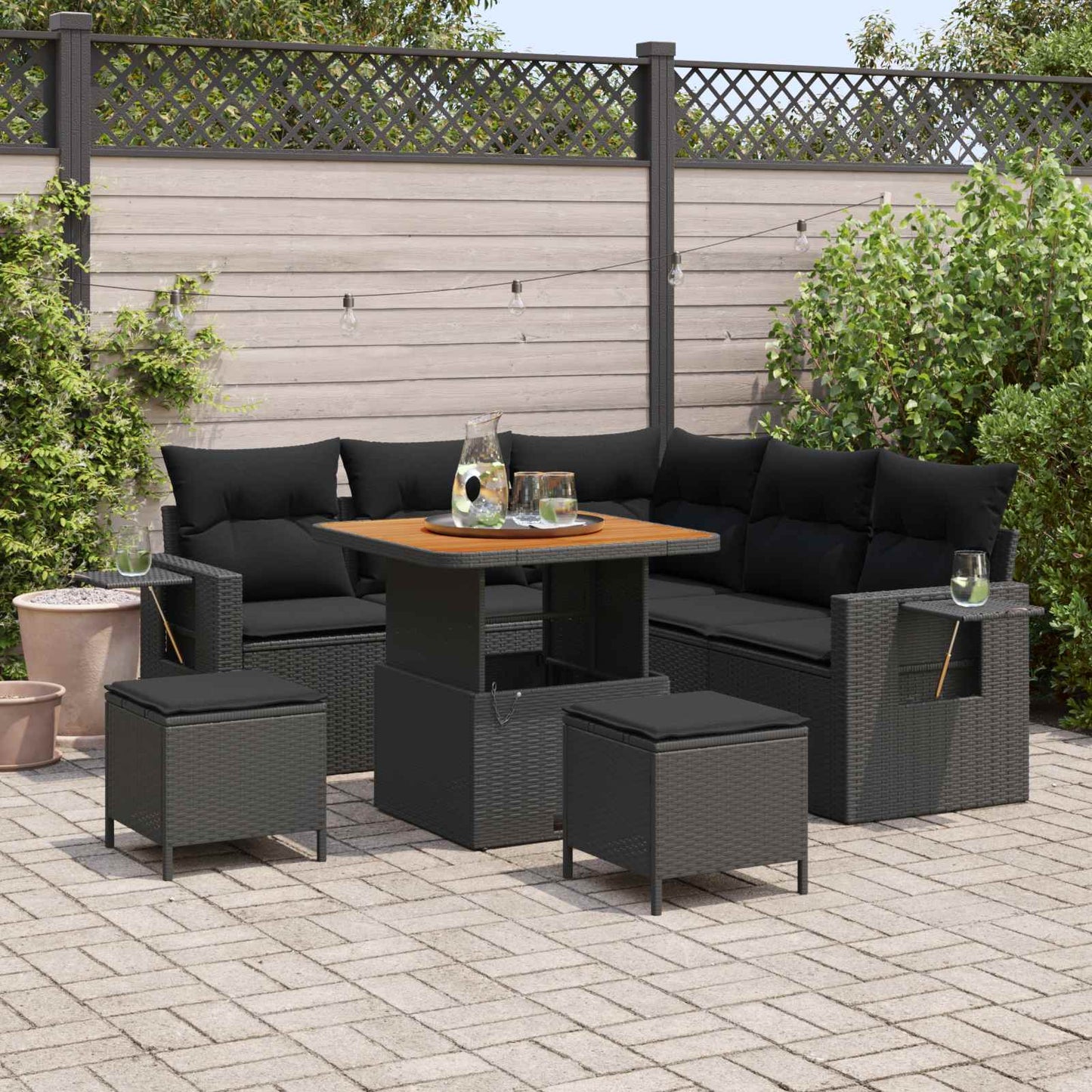 Tuinbankenset Met Kussen 9 Pcs Poly Rattan