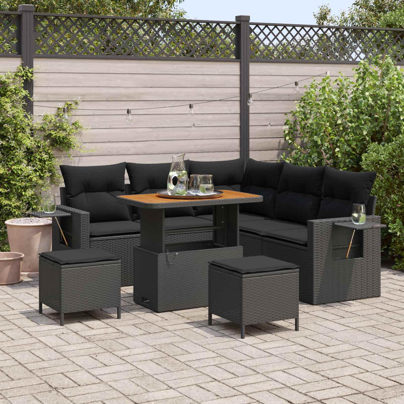 Tuinbankenset Met Kussen 9 Pcs Poly Rattan