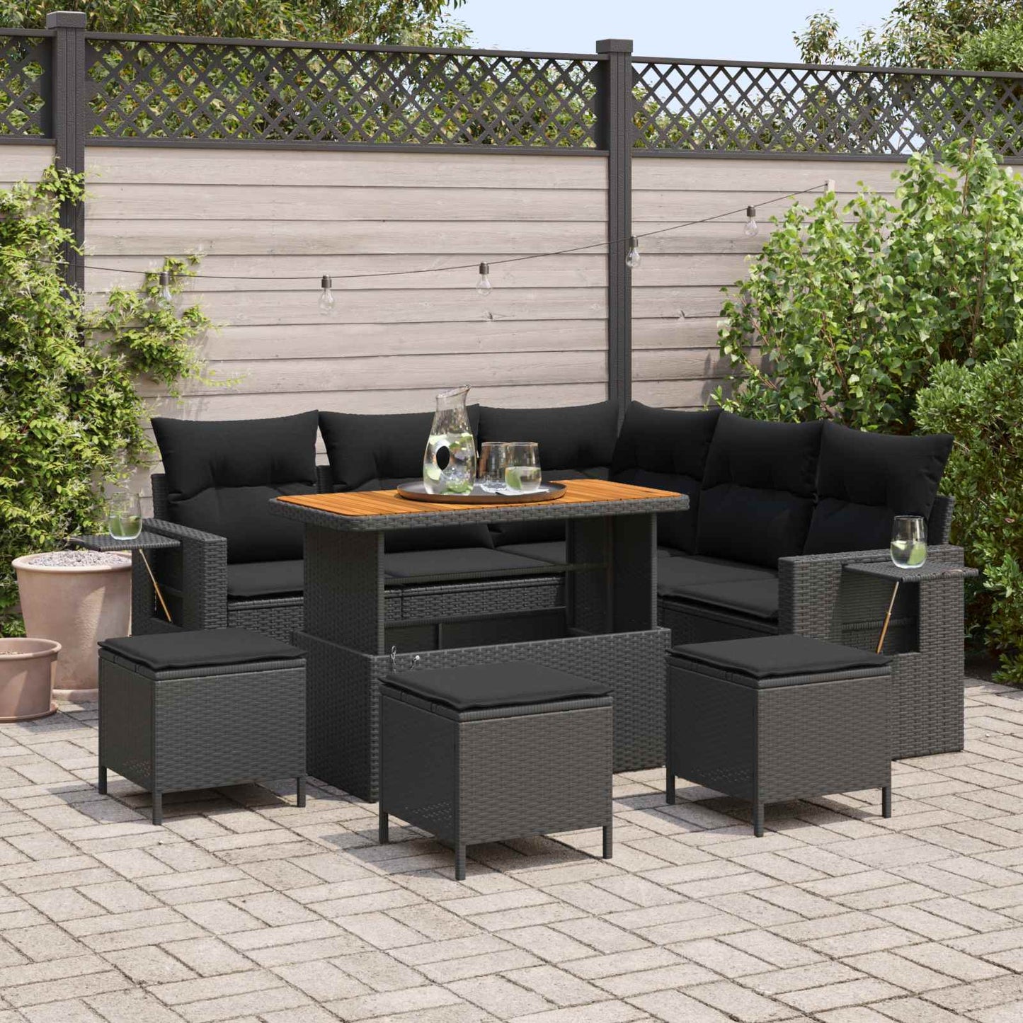 Tuinbankenset Met Kussen 9 Pcs Poly Rattan