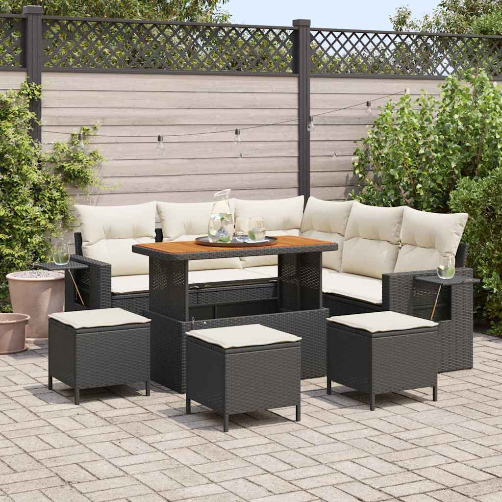 Tuinbankenset Met Kussen 9 Pcs Poly Rattan