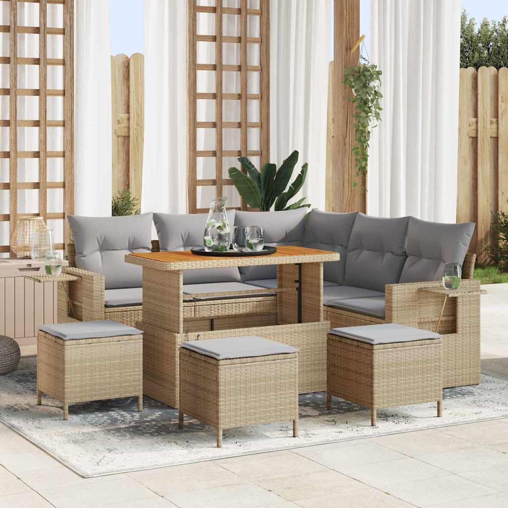 Tuinbankenset Met Kussen 9 Pcs Poly Rattan