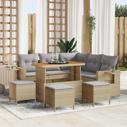 Tuinbankenset Met Kussen 9 Pcs Poly Rattan