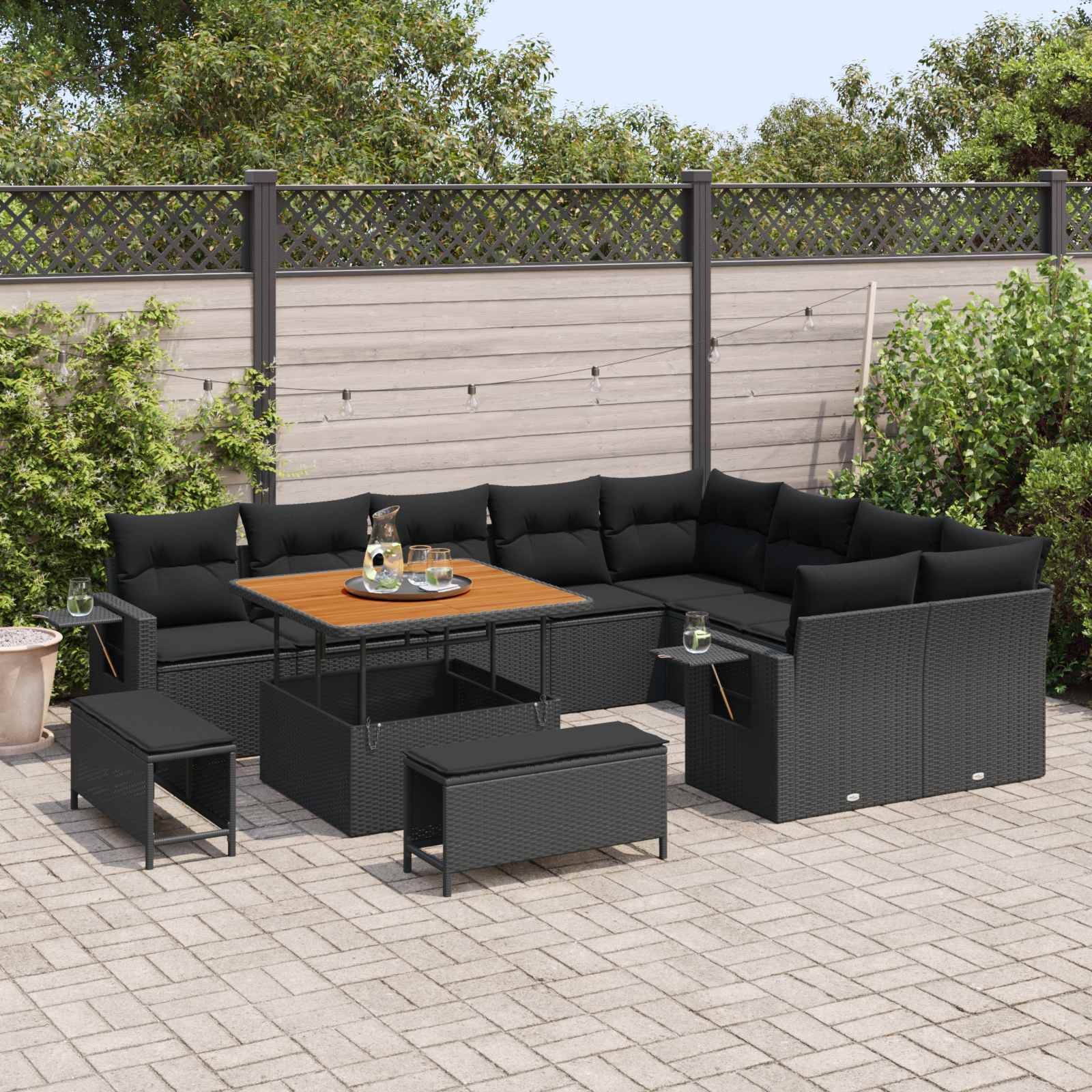 Tuinbankenset Met Kussen 13 Pcs Poly Rattan