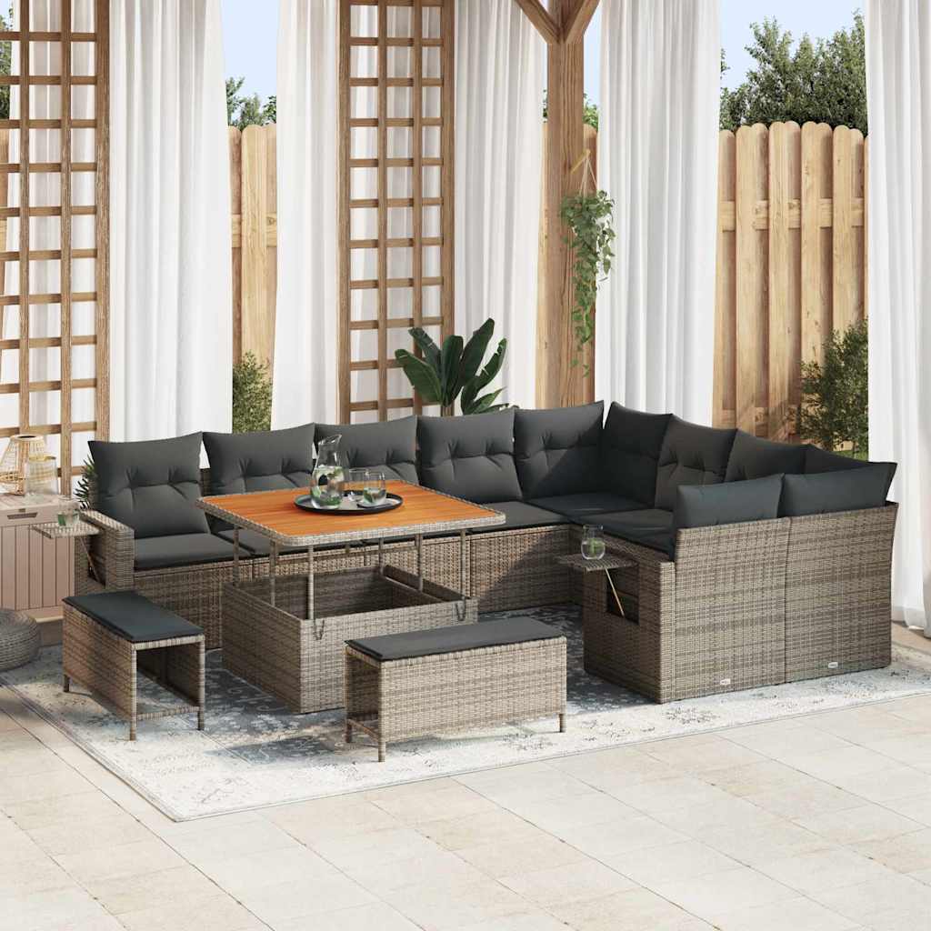 Tuinbankenset Met Kussen 13 Pcs Poly Rattan