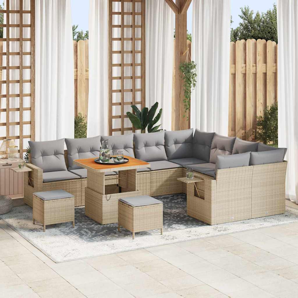 Tuinbankenset Met Kussen 13 Pcs Poly Rattan
