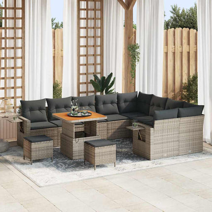 Tuinbankenset 12 Pcs En Licht Grijs Poly Rattan