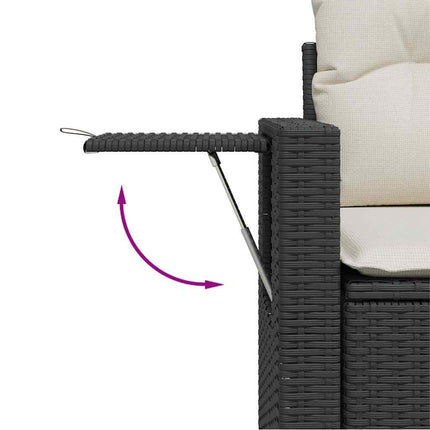 Tuinbankenset Met Kussen 12 Pcs Zwart En Crème Poly Rattan