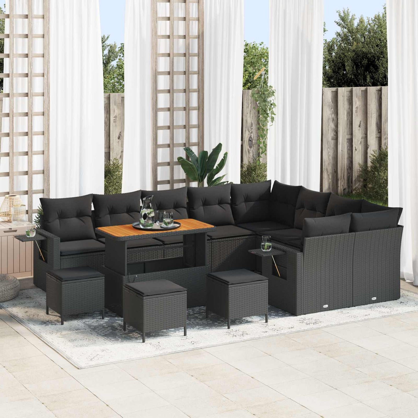 Tuinbankenset Met Kussen 13 Pcs Poly Rattan