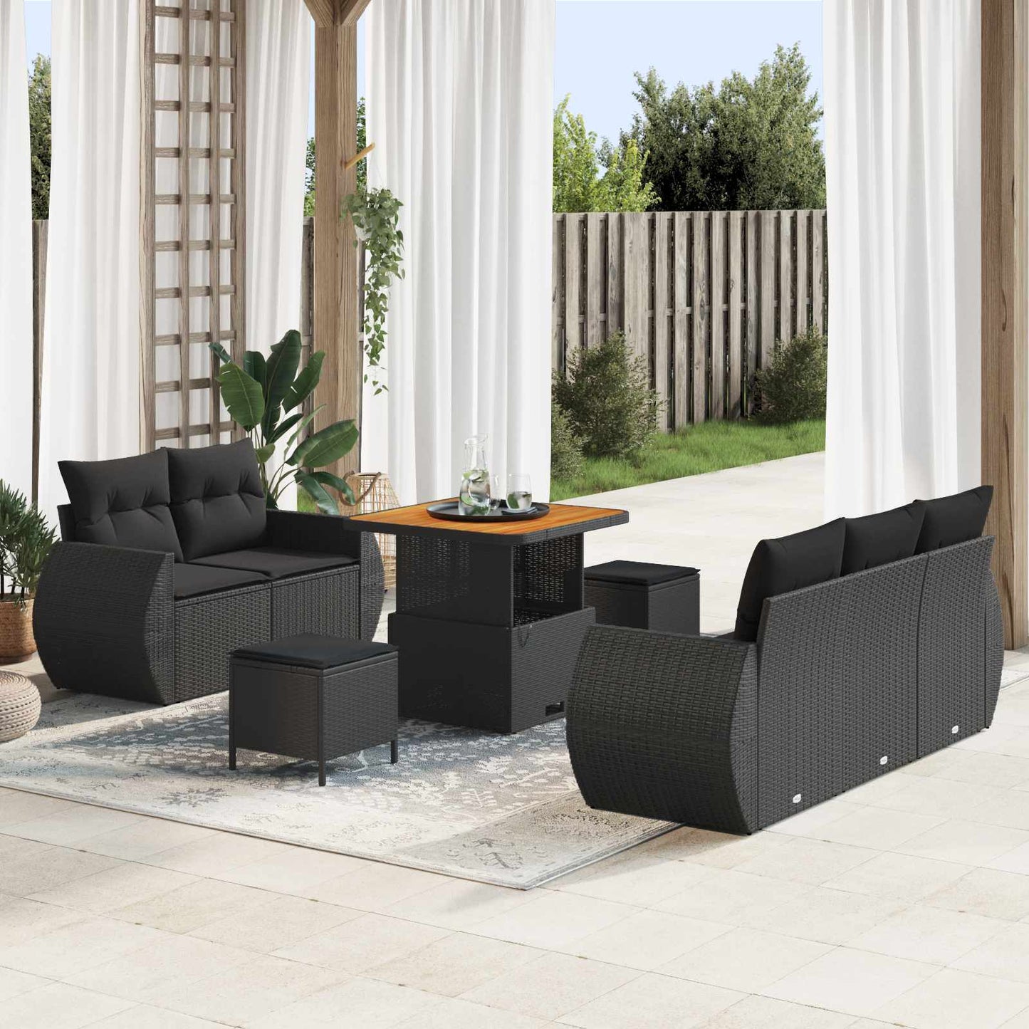 Tuin Sofa Set Met Kussen Met Opslag 8 Pcs Poly Rattan