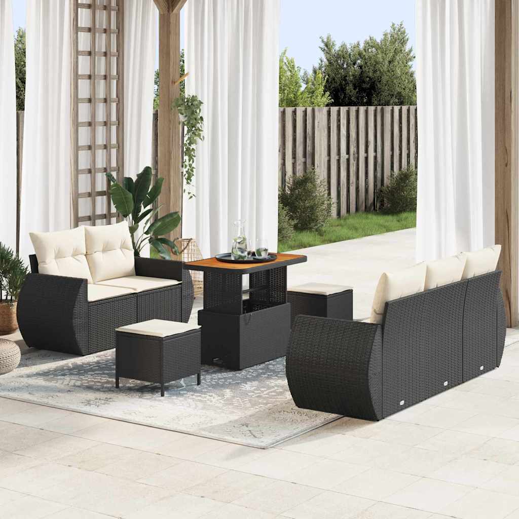 Tuin Sofa Set Met Kussen Met Opslag 8 Pcs Poly Rattan