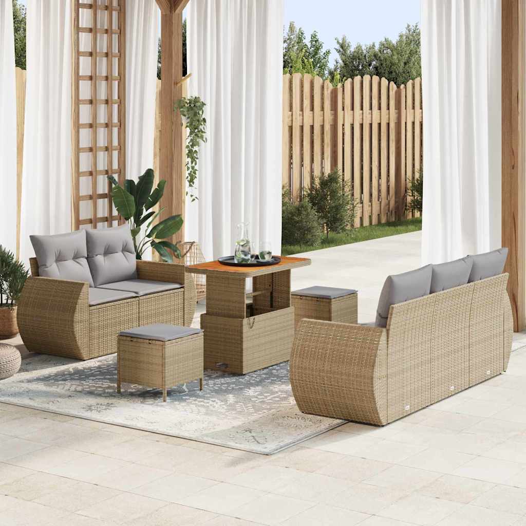 Tuin Sofa Set Met Kussen Met Opslag 8 Pcs Poly Rattan