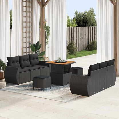 Tuin Sofa Set Met Kussen 9 Pcs En Crème Poly Rattan