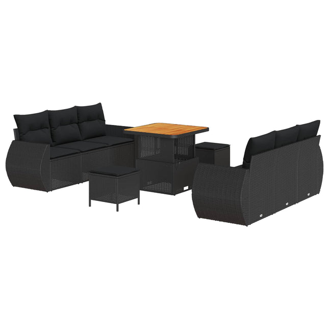 Tuin Sofa Set Met Kussen Met Opslag 9 Pcs Poly Rattan