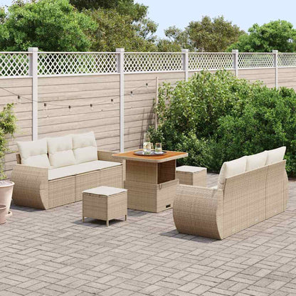 Tuin Sofa Set Met Kussen 9 Pcs En Crème Poly Rattan